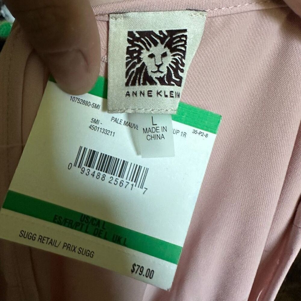 Anne Klein blush pink asymmetrical tie sleeveless l top - Picture 4 of 4